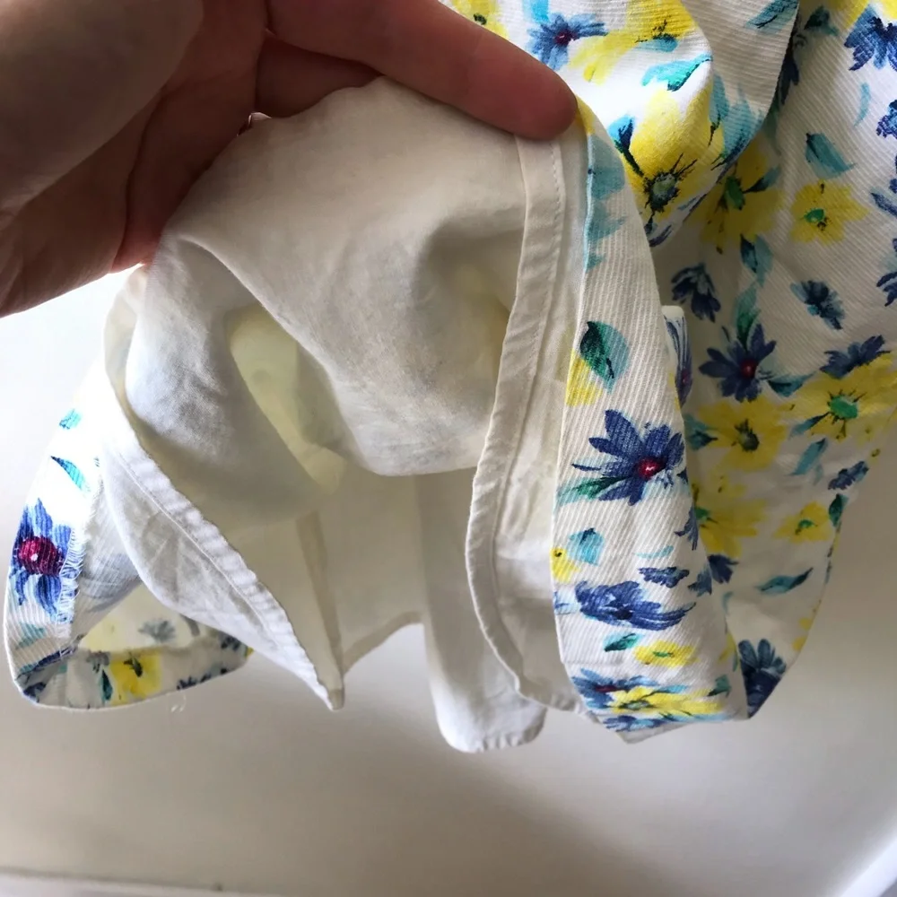 ZARA TRAFALUC White Blue Yellow Floral Cutout Dress S - Picture 11 of 15